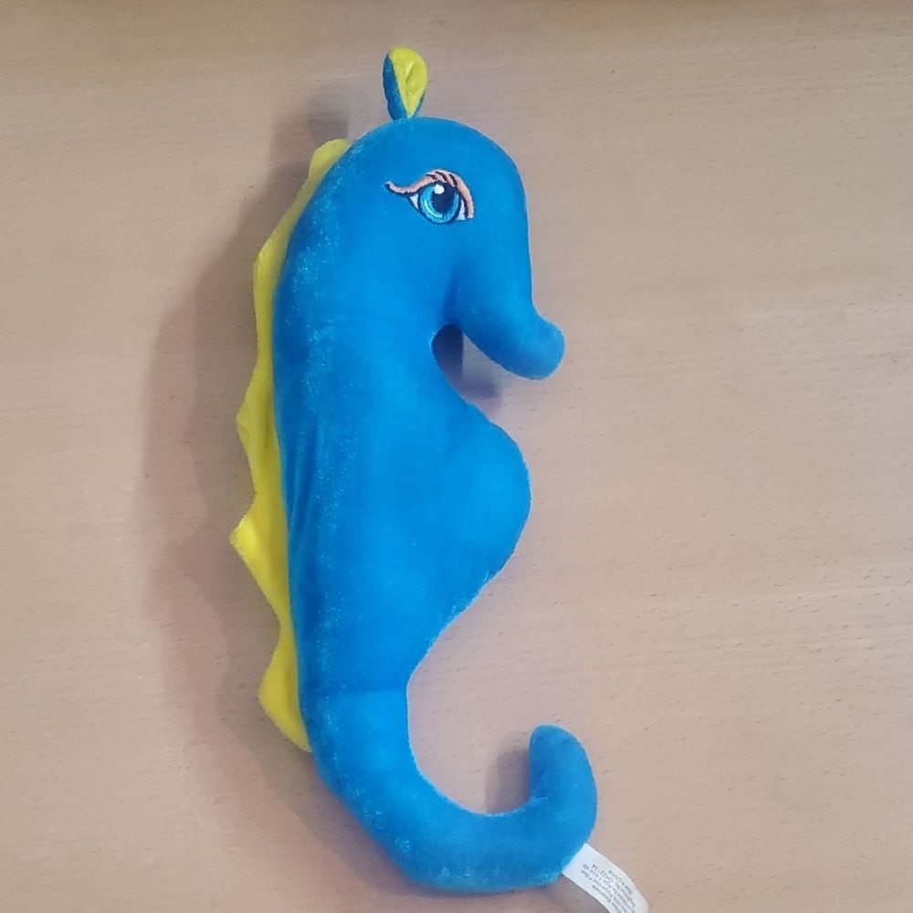 Blue and Yellow Seahorse Plush Toy 1 Foot Long